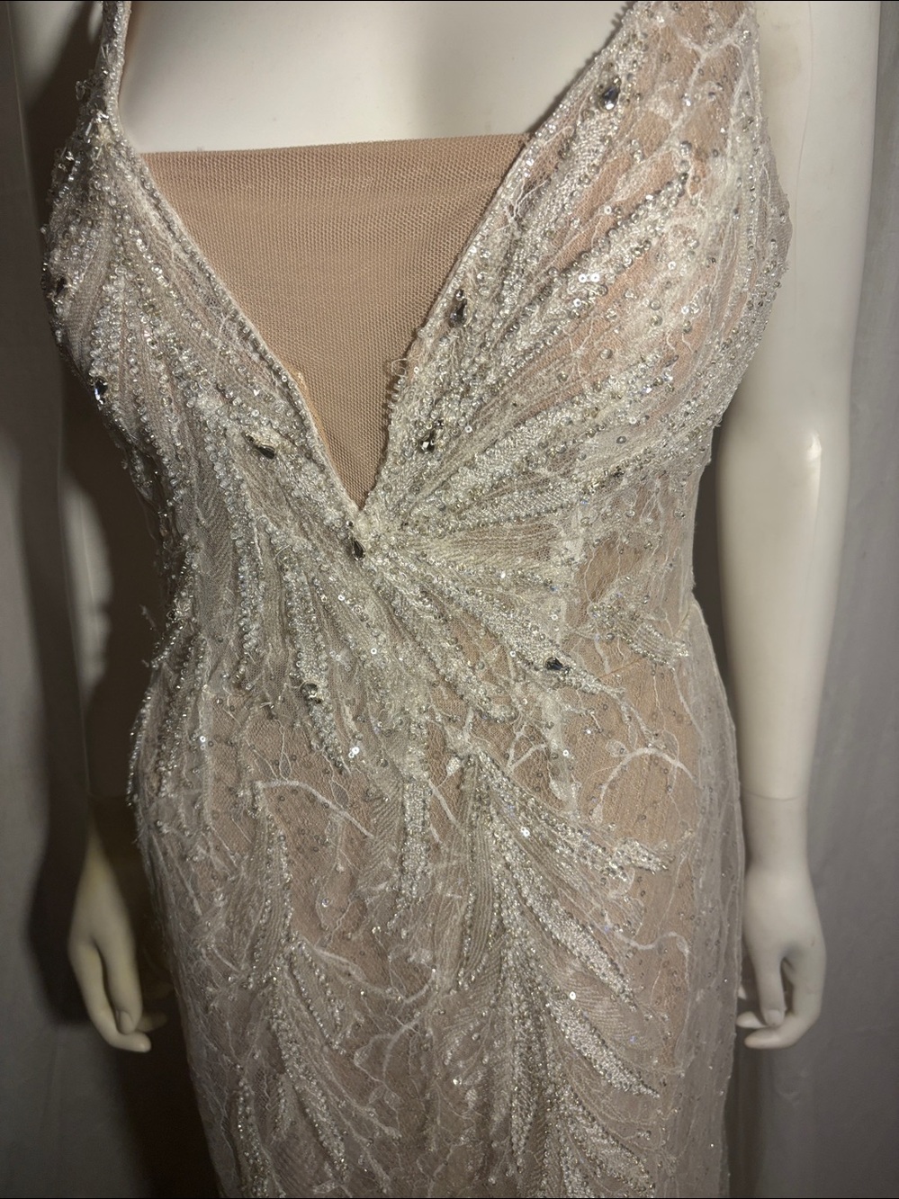 Emilia Ivory Beaded V-Neck Bridal Dress
